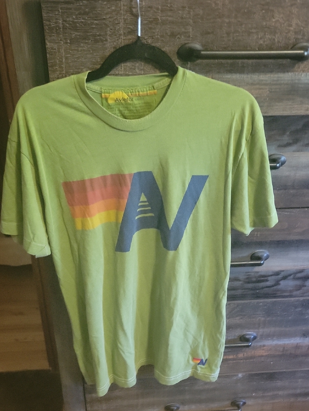 Aviator Nation Lime Green Retro AV Logo Tee
